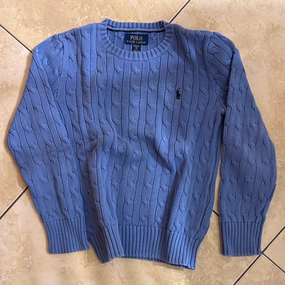 Polo by Ralph Lauren Boys Light Blue Crewneck Sweater Size Small (8)